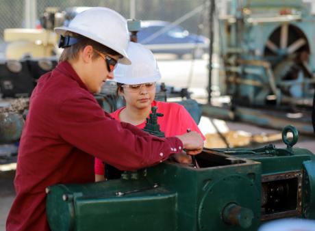 students working on equipment