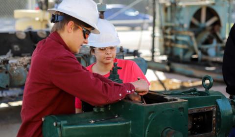 students working on equipment