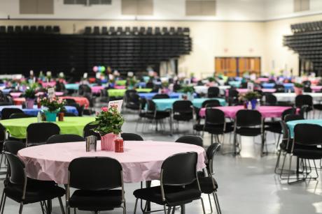 Empty tables at bingo event