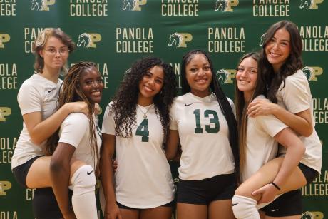 Fun team photo of six volleyball players