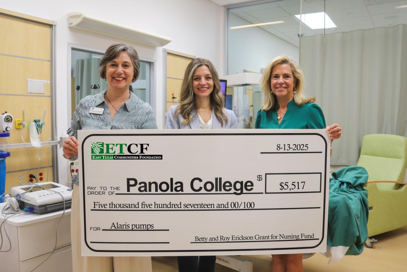 East Texas Communities Foundation presents donation check to Panola College