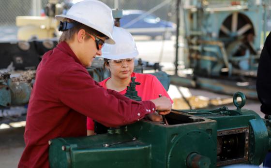 students working on equipment