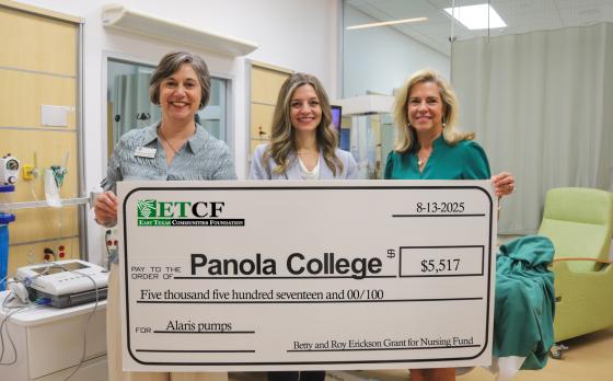 East Texas Communities Foundation presents donation check to Panola College
